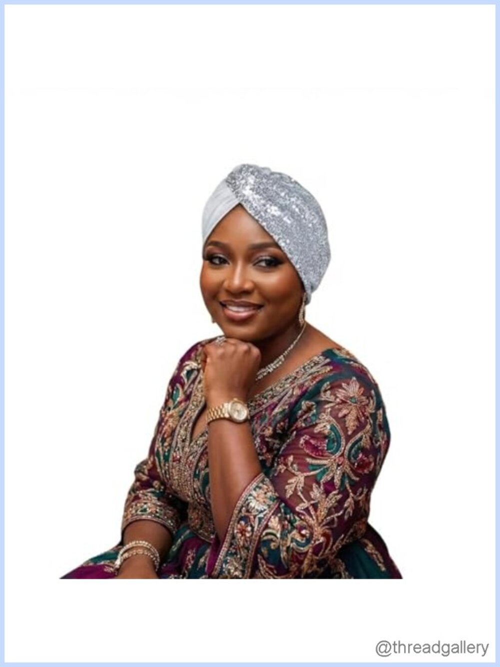 Sequin Turban Head Wrap Gold Glitter Stretch Headpiece for Cancer Patients